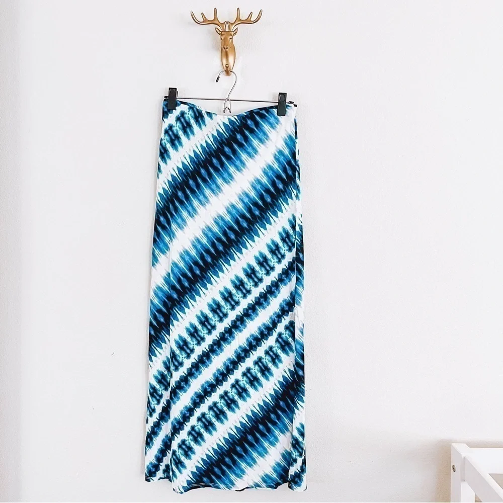Laundry by Shelli Segal Women's Blue/White Maxi Skirt Size Small